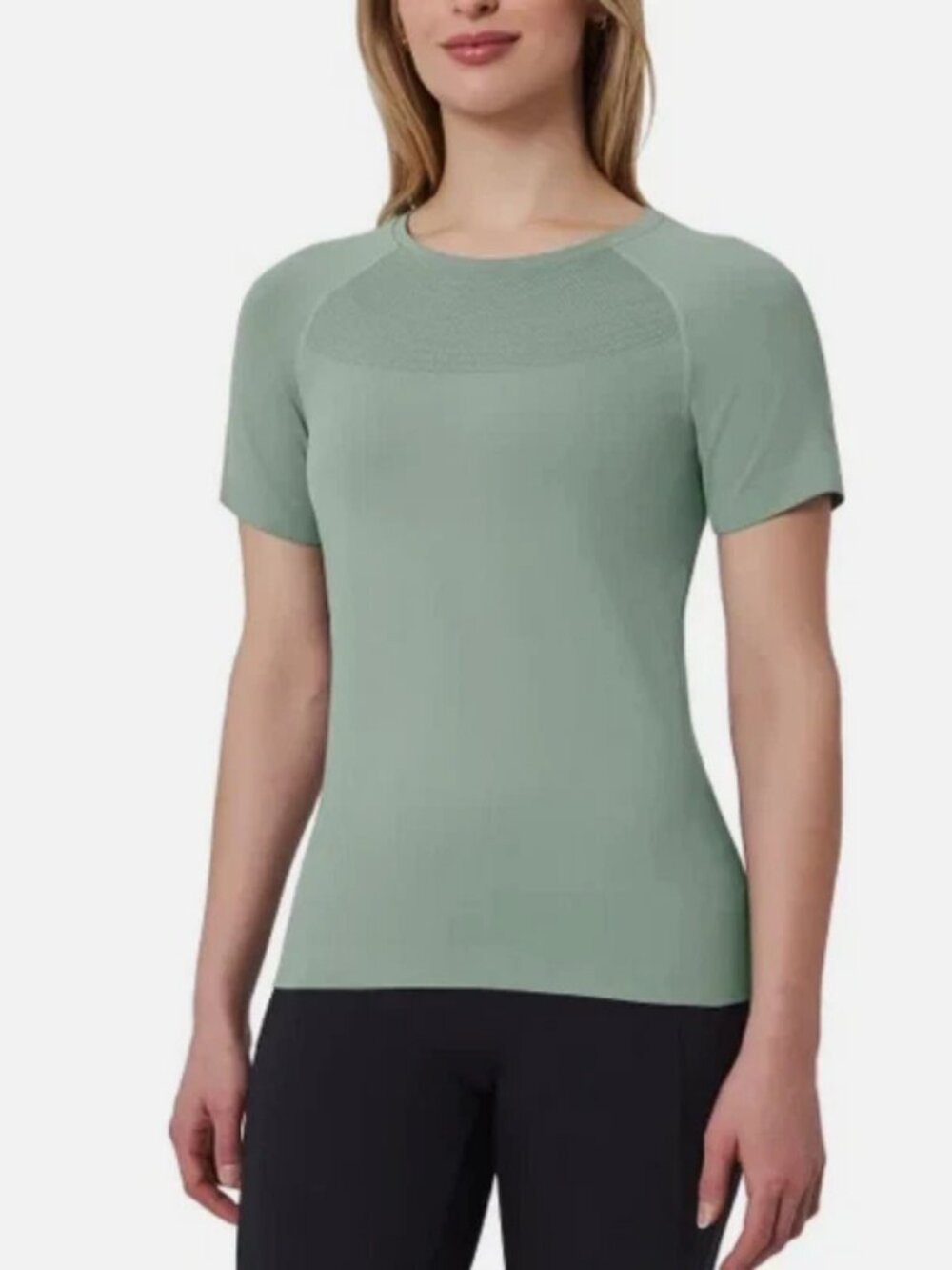 Mondetta Women's Size XL Green Fitted Active SEamless T-Shirt NWT